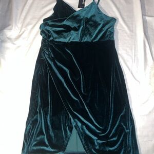 SBerto Plus Size Elegant Teal Velvet Dress 2XL